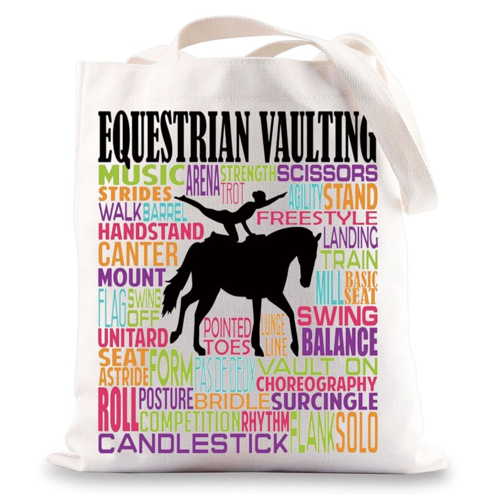 Equestrian Vaulting Canvas Tote Bag Horse Vaulting Gifts Horse Vaulters :<